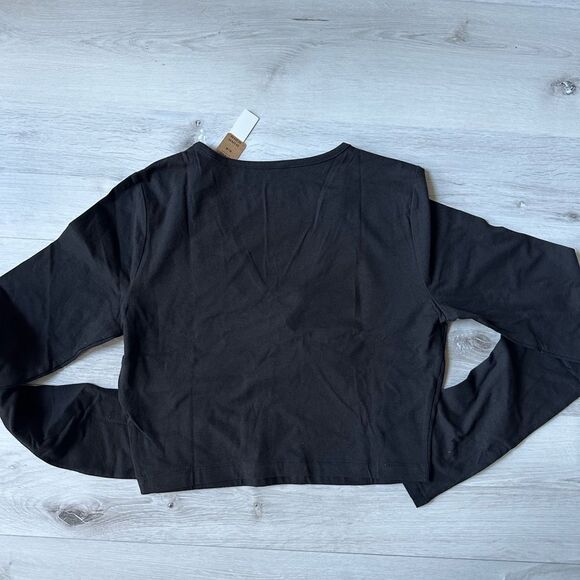 Victoria Secret PINK
COTTON LONG-SLEEVE WRAP CROP TOP black L NWT in packaging - Picture 6 of 7